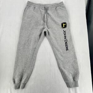 John Deere Sweatpants Mens Large Gray Fleece Jogger Run Like A Deer Farm Logo